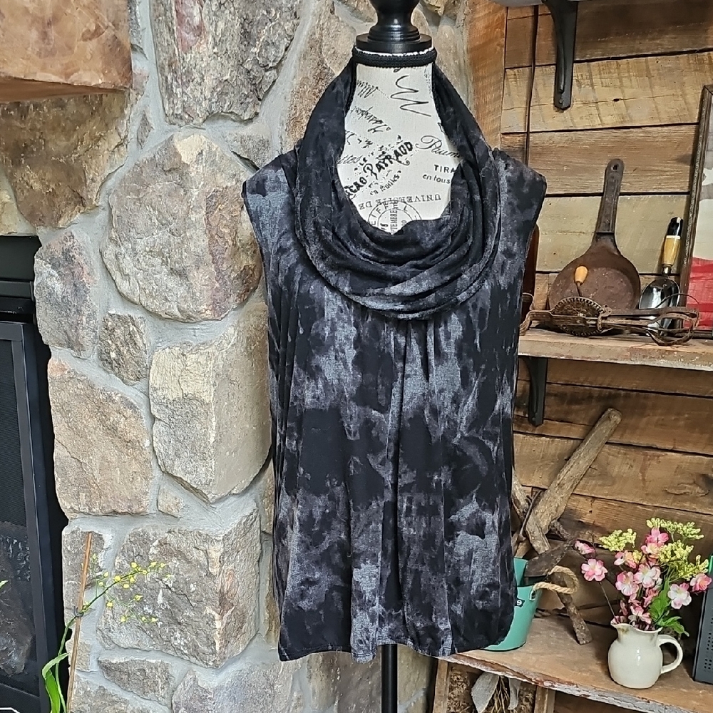 MICHAEL KORS TYE DYE COWL NECK/HOOD TOP